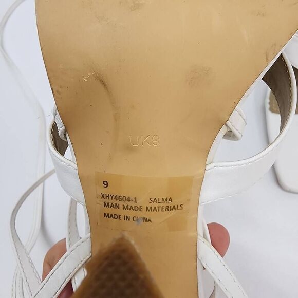 Ego Size 10 Triangle Block Heel Strappy Gladiator Heel Chunky White B - Picture 7 of 9